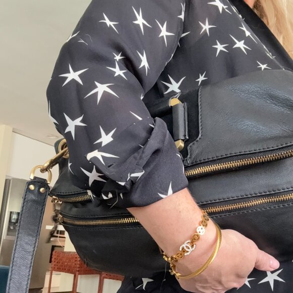 Jimmy Choo Black Leather Mave Foldover Clutch Carry Bag Authentic - Picture 3 of 17